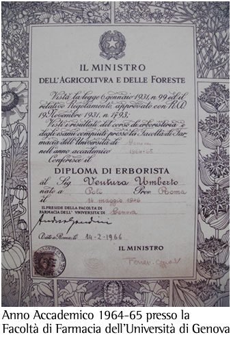 Diploma di Erborista Umberto Ventura